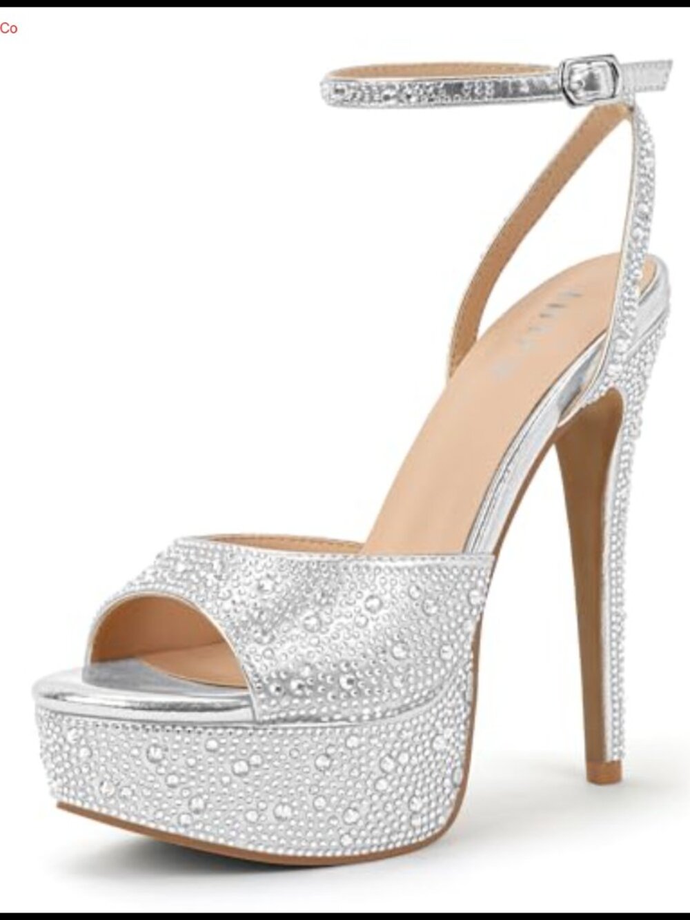 Rhinestone Platform Peep Toe Stiletto Heels Ankle Strap Formal